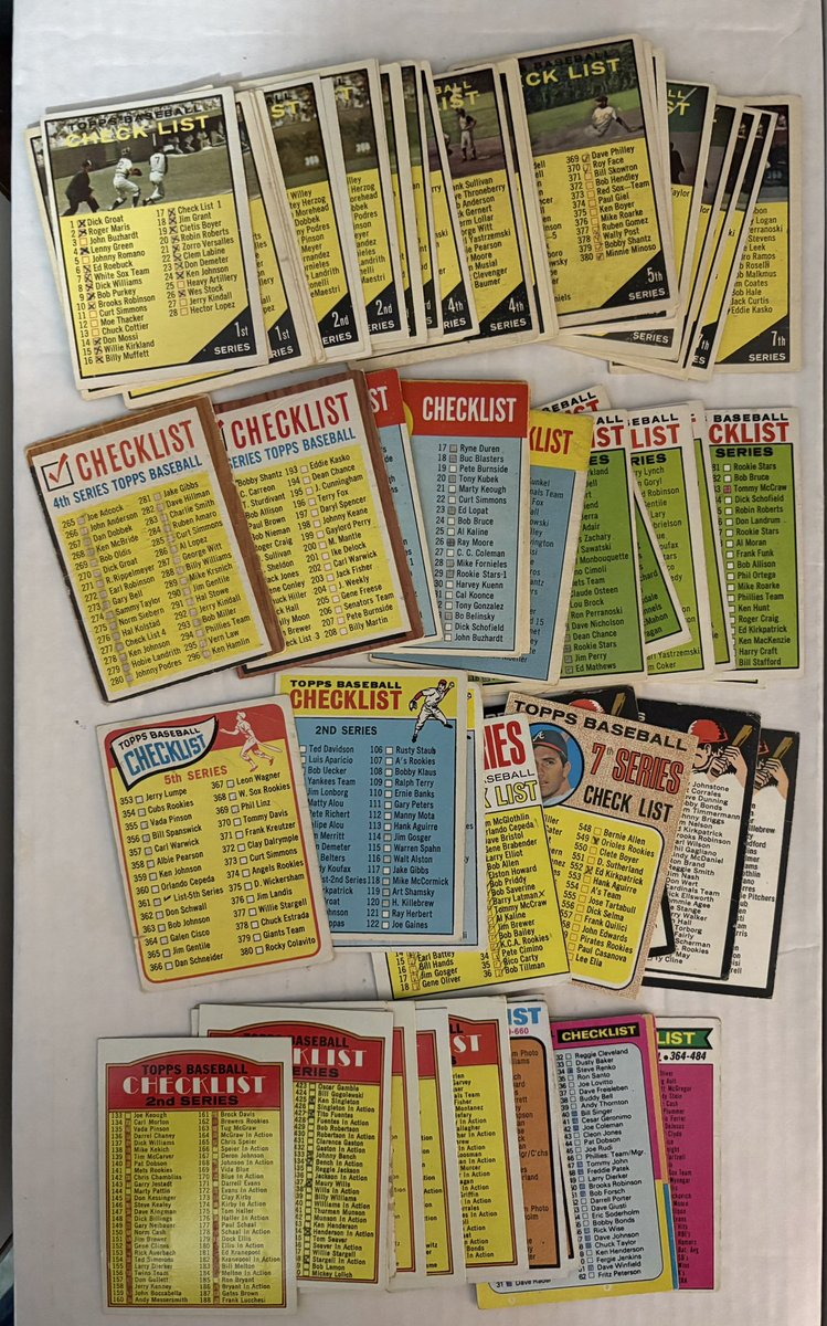 burrisjohn's tweet photo. 68 marked or creased checklists 1961-1979. 
$20 dlvd in a bmwt https://t.co/YMr2zhdxSz