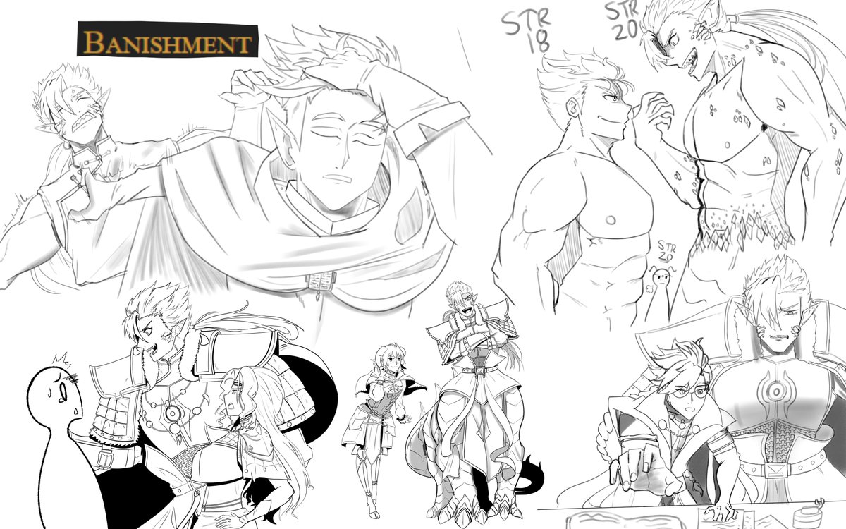 TPLA97's tweet photo. A fun drawing page that was superrrrr insightful in the end for my proficiency drawing my bastard son. Fun lil moments I imagined in my head him and his companions would have!
#dndart https://t.co/2IUSWuJWDq