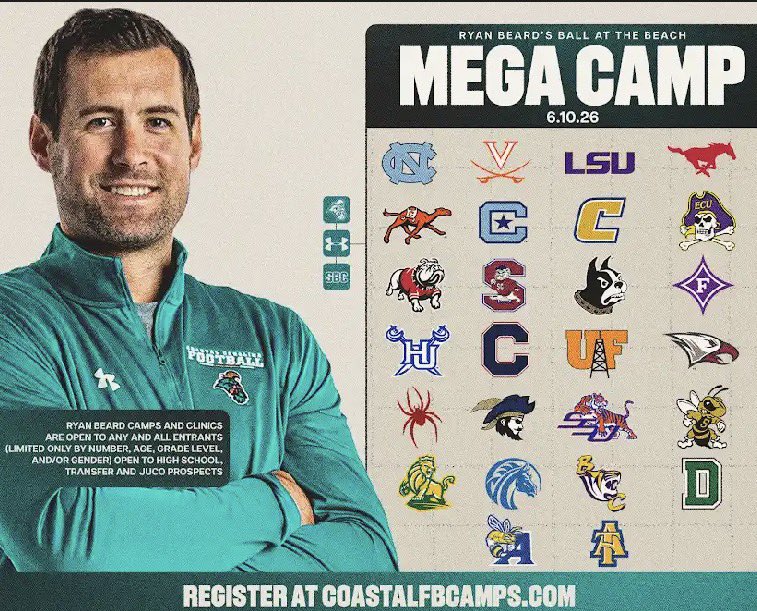 tbaker_1's tweet photo. Blessed To Announce I Will Be Attending The @CoastalFootball Mega Camp Held In Central Florida On The 10th ! https://t.co/hnV2p5jTJh