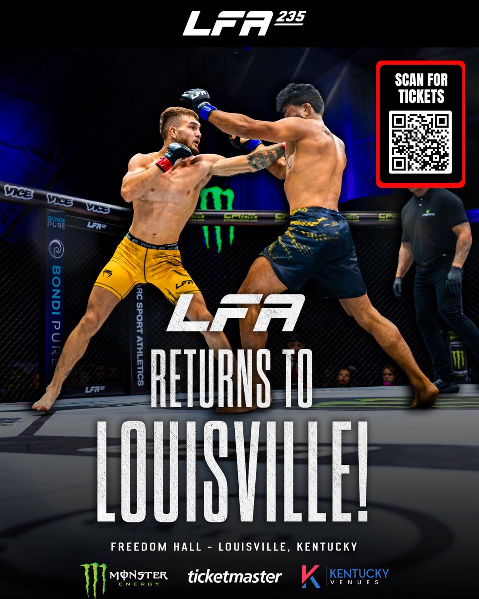 kyexpocenter's tweet photo. LFA 235 will be held at Freedom Hall on June 19th🥊🔥
👉 Get your tickets: https://t.co/LT7STmRNWg

#LFA235 #FreedomHall #Louisville https://t.co/DnomacM3AG