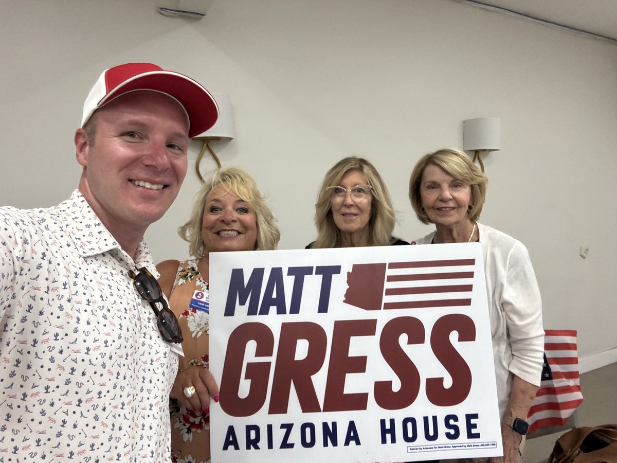 MatthewGress's tweet photo. A great event in #LD4 with the legendary voter registration and civic engagement champion, @ScottPresler, presented by @TPAction, @EarlyVoteAction and @AZLD4GOP!

Scott’s passion for grassroots organizing is unmatched, and his message was simple: get involved, stay engaged, and help shape the future of our country.

USA! USA! USA! 🇺🇸🇺🇸🇺🇸