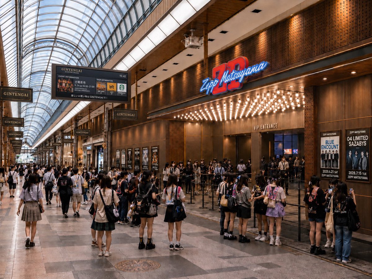 omasa_8's tweet photo. 【妄想】
GET跡地に「 Zepp Matsuyama 」！！　

アーケードも一新し、商店街全体が明
るい雰囲気に。 https://t.co/ScuqQMpABf
