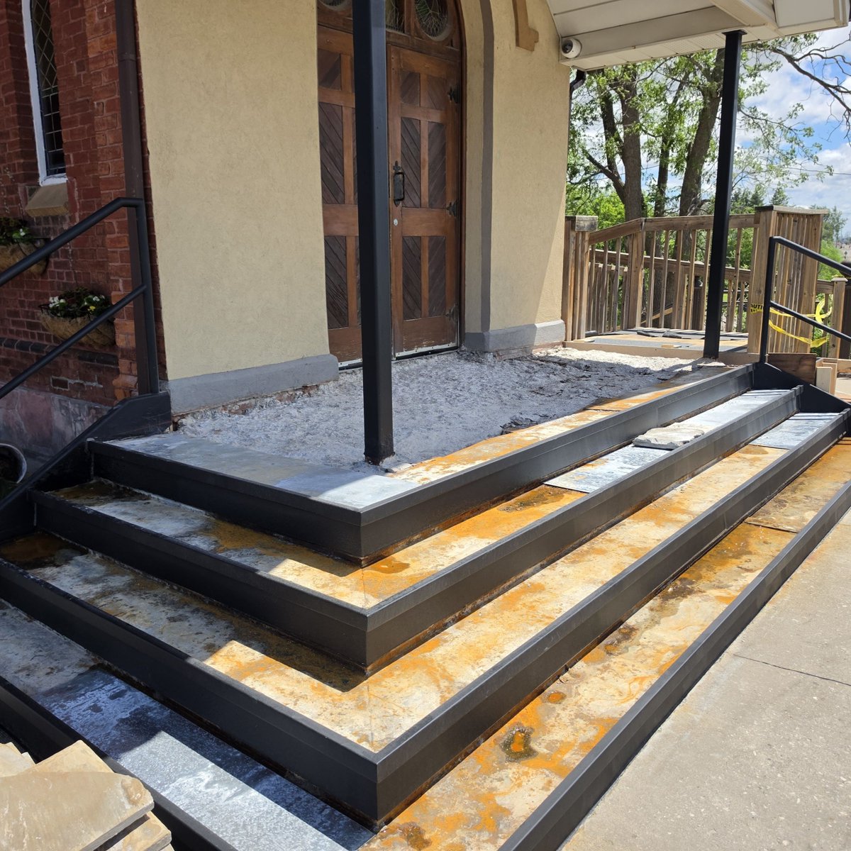 StPatricksBR's tweet photo. #ADVISORY:
Work is being done to the front steps of the church.
Parishioners will not have access through the front door of the church.
Parishioners are asked to use the back door of the church which will remain unlocked for Masses this weekend. https://t.co/AUW14aoWF6