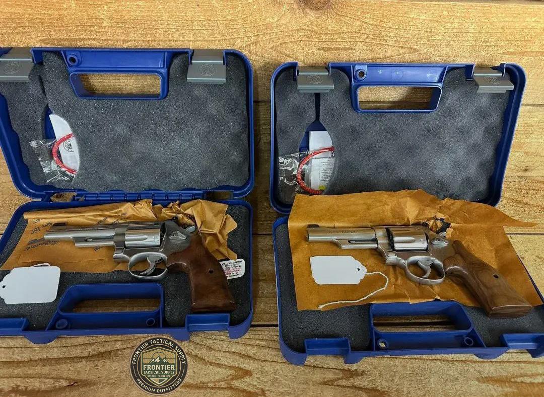 TacticalShit's tweet photo. Smith &amp; Wesson revolvers — Catalog entry.

Two Smith &amp; Wesson revolvers shown in factory cases with grips, paperwork, and cleaning accessories. Documentation date: Saturday, June 6, 2026. https://t.co/1aH0Hb32kz