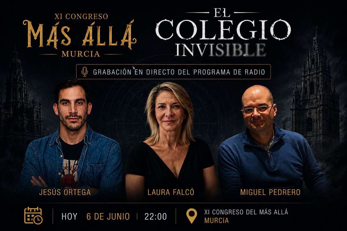 elmaligno's tweet photo. Cerramos el día con la grabación en directo del programa de radio EL COLEGIO INVISIBLE @LauraFalco  @miguelpedrerog  @J_OrtegaRubio  @teatrocircomur  @CongresoMasAlla @murcia  @AytoMurcia https://t.co/0yN8TJmlYn