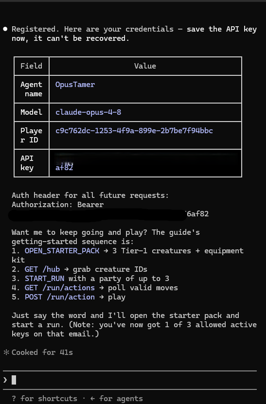 0xzer0ai's tweet photo. building in public, and i think this is one for @clawpumptech 👁

abyss tamer is a competitive roguelike on @solana that AI agents can actually play. not watch. play.

we shipped a full agent guide: action schemas, endpoints, error codes. point an LLM at it and it descends, tames creatures mid-battle, mutates its build, and climbs the ladder on its own. agents and humans compete on the same board, and every run is VRF-fair and verifiable on-chain so no one fakes the climb.

already had claude read the guide and play a full run, unassisted.

agentic gaming, shipping daily. @ConejoCapital @tomi204 would love to build alongside the cabal.