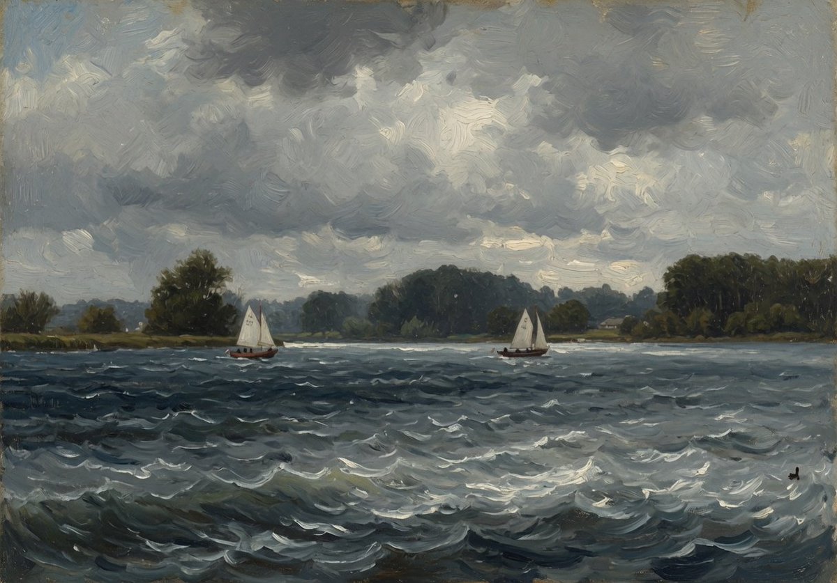 Peteratalanta's tweet photo. Zelfde bootjes nu in olieverf in de stijl van Hendrik Willem Mesdag https://t.co/F96a9PFMnp