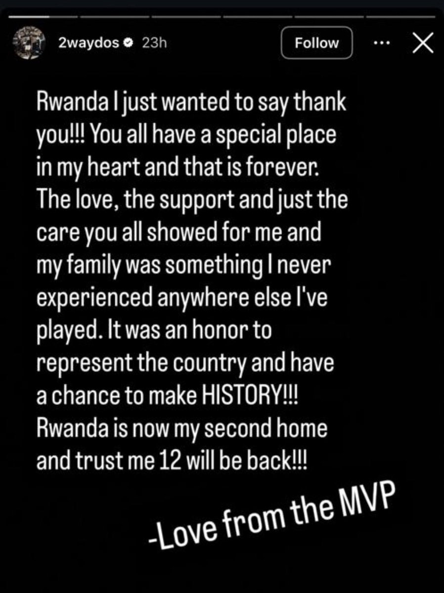 Regis_Rugema's tweet photo. Nothing but Love and Respect for the #BAL6 MVP, Craig Randal II 🏆🇷🇼🇷🇼. He will be back! Watch out as the @RSSB_Rwanda @tigersbbc  heads to the Clubs World Cup 2026 representing Africa! #Champions 🇷🇼🇷🇼🇷🇼🇷🇼 https://t.co/9Qi15nevrW