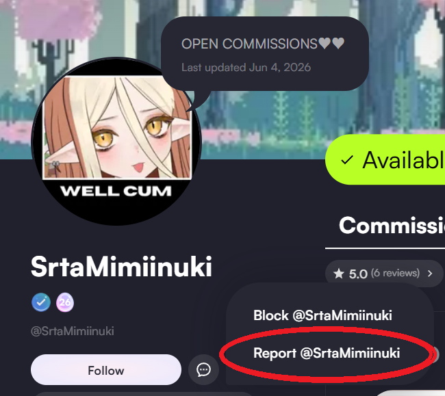 BloodD_Sixx's tweet photo. @SrtaMimiinuki An artist that ghosts clients for a year and then when called out for it says they won't be addressing the situation, you won't finish the commission that you've clearly never started, and will purposely try to hide comments in order to push said dirt under the rug-

oh hey, neat https://t.co/b7wbIzjA7B