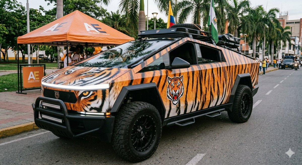 Halger7's tweet photo. @ABDELAESPRIELLA  @elonmusk. 
@AbelardoPTE 

Vengan piénsenlo, podría ser, no? 😂😂.  

La tigertruck https://t.co/ztwwV0Ev9m