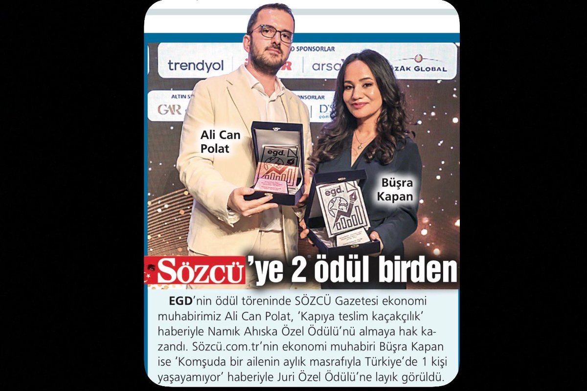 AALICANPOLAT's tweet photo. 📌Bir haber de bizden

📌 Haberimiz, Ekonomi Gazeteciler Derneği’nin 18’inci kez düzenlediği Ekonomi Basını Başarı Ödülleri’nde Namık Ahıska Özel Ödülğ’ne layık görüldü. https://t.co/88ahxSQcTx