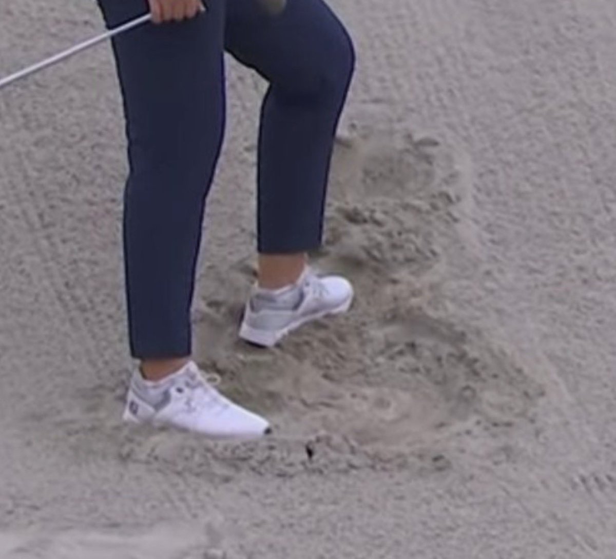 steelempls's tweet photo. @GOLF_com @uswomensopen I mean…that’s over the top. You don’t need to move that much sand to build a stance. https://t.co/sg5HOxkVGR