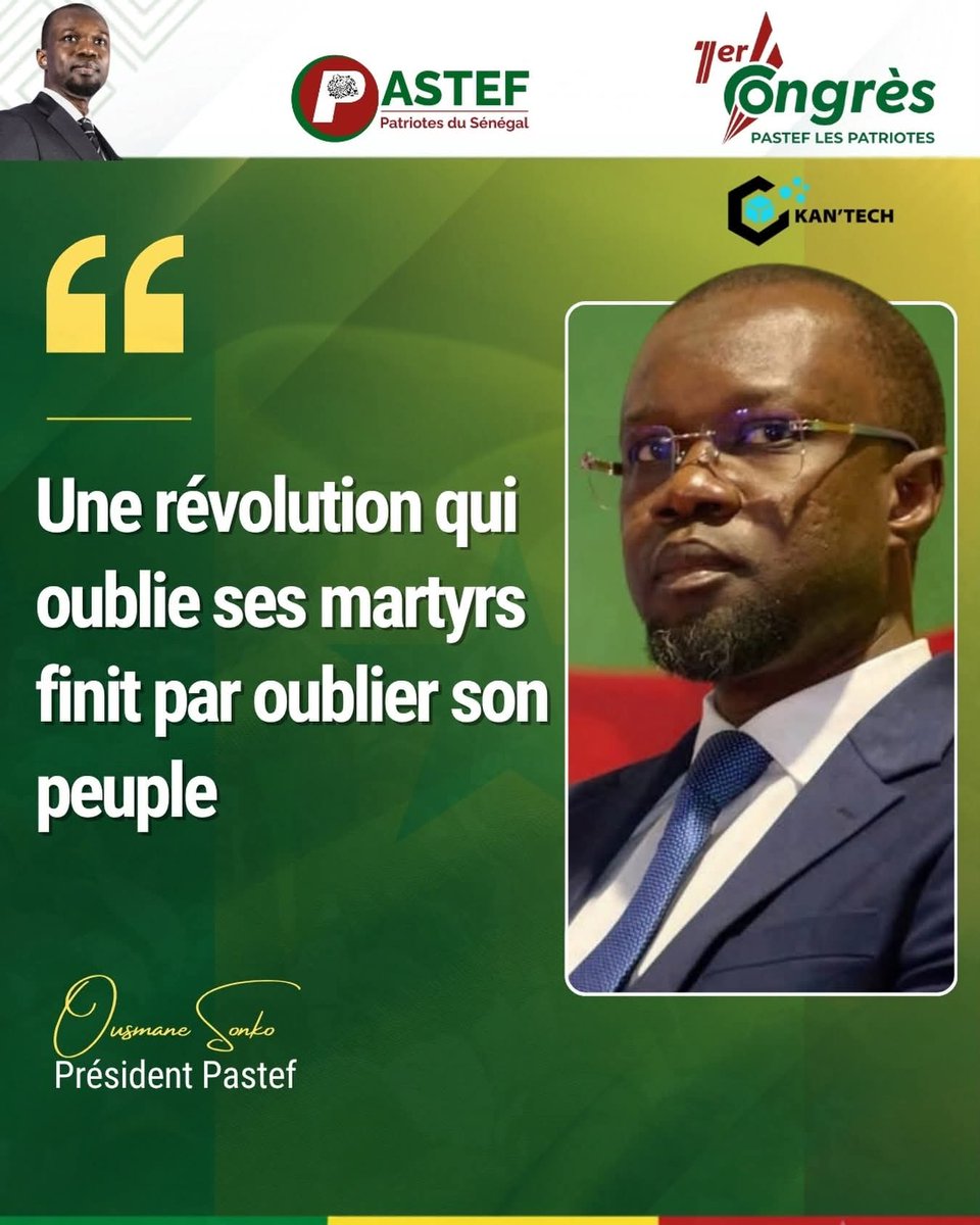 BakhdadO's tweet photo. Ousmane Sonko « Une révolution qui oublie ses martyrs finit par oublier son peuple »🇸🇳📌 https://t.co/Fnhh2jrpOC