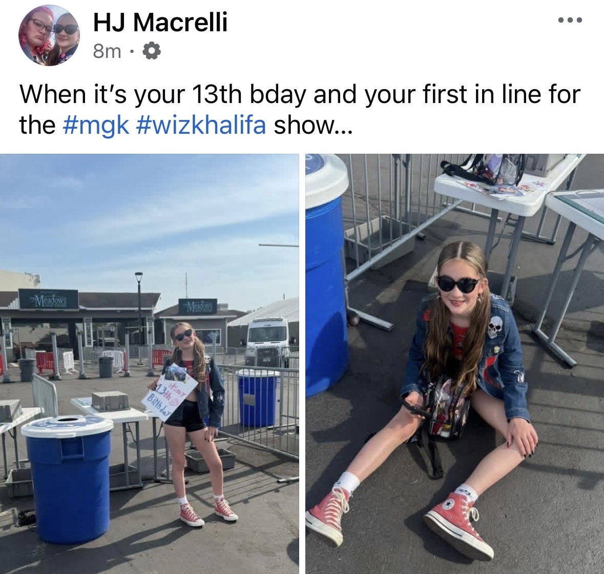 hillybean1985's tweet photo. First in line on her birthday… can we be your valentine #mgk #lostamericana https://t.co/WTrYvx30pC