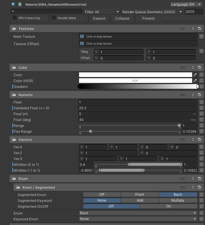 kjh030529's tweet photo. Shaderの Inspector GUI を、より見やすく実用的に整理できるエディタ拡張パッケージをリリースしました！

複雑になりがちなシェーダー設定を扱いやすくしたり、
開発中の確認や調整を少しでも快適にできることを目指しています。

シェーダー開発者の方は、ぜひ使ってみてください！

Docs: https://t.co/qB4vDYh13Q
Repo: https://t.co/aPB57OmpvW

#Unity
#Shader