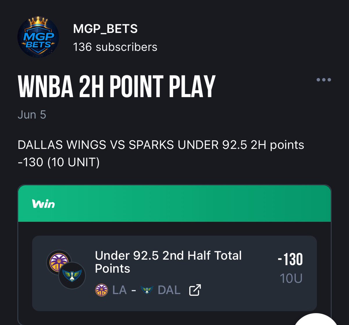 MGPBets's tweet photo. 🚨 DAILY RECAP 6-5-26 🚨 🏆 Knicks Vs Spurs GAME 2 FINALS 🏆🧹 

📅 7-1 ON GAME 2 ALL 🐋 
🐋 NBA Whale Run: 95-26
📅 Point Play Run: 25-0 👑 🐐 
💰 Net Result:+55 UNITS

Haven’t Missed A Whale Prop + 2 Leg Prop Parlay Cashes 🧙 🤝 Add me Up😎 

I Told You Finals Are Ours ✅🏆 🤞🏻 VIP+Bankroll Already Cashing WNBA Early💰
All Plays Tap in Free Telegram or VIP!