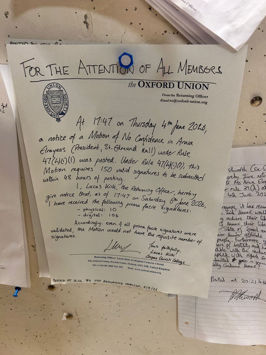 OxfordUnion's tweet photo. 🚨 The attempt to move a poll of no-confidence in the President failed this evening. 🚨 https://t.co/zPKTORObFV