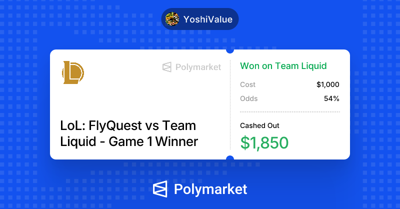 RAV_Yoshi's tweet photo. @Yoda0x @PolymarketLoL @Polymarket one more today run is prety carry ngl https://t.co/DU7Qh9poTJ