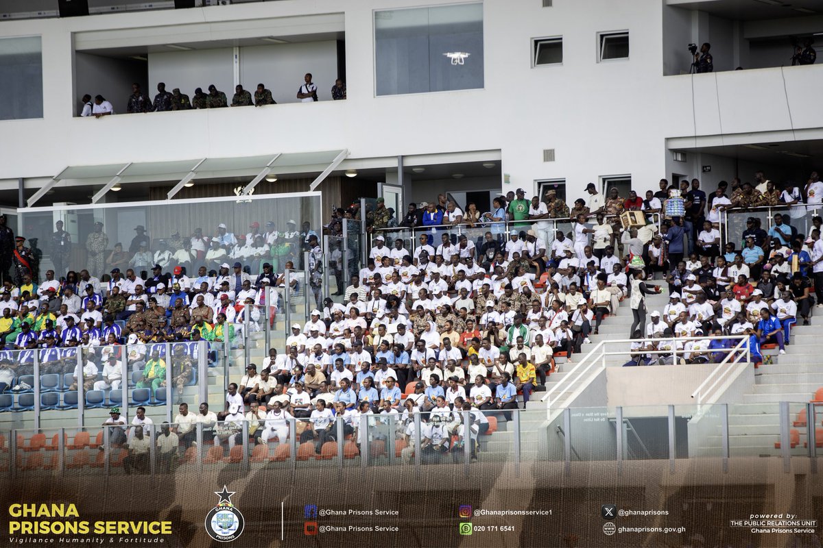 ghanaprisons's tweet photo. GHANA PRISONS SERVICE PARTICIPATES IN INTER-SECURITY SERVICES FOOTBALL COMPETITION

The Ghana Prisons Service participated in the Inter-Security Services Football Competition organised by the Ghana Armed Forces on Friday,  5th June, 2026 at the University of Ghana Sports Stadium. https://t.co/pEOiq0Bf1M