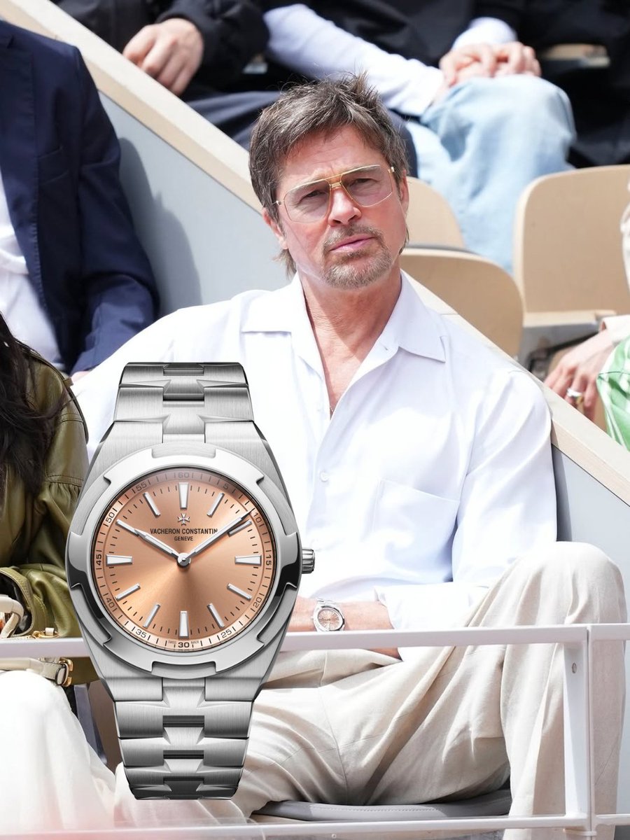 Relojes_GC's tweet photo. Brad Pitt en Roland Garros con el nuevo Vacheron Constantin Overseas Ultraplano de platino. Uno de los GOATS de #twitterrelojes

Precio: 98,000 CHF (~$2,173,980 MXN). https://t.co/3Ly9Iem9Za