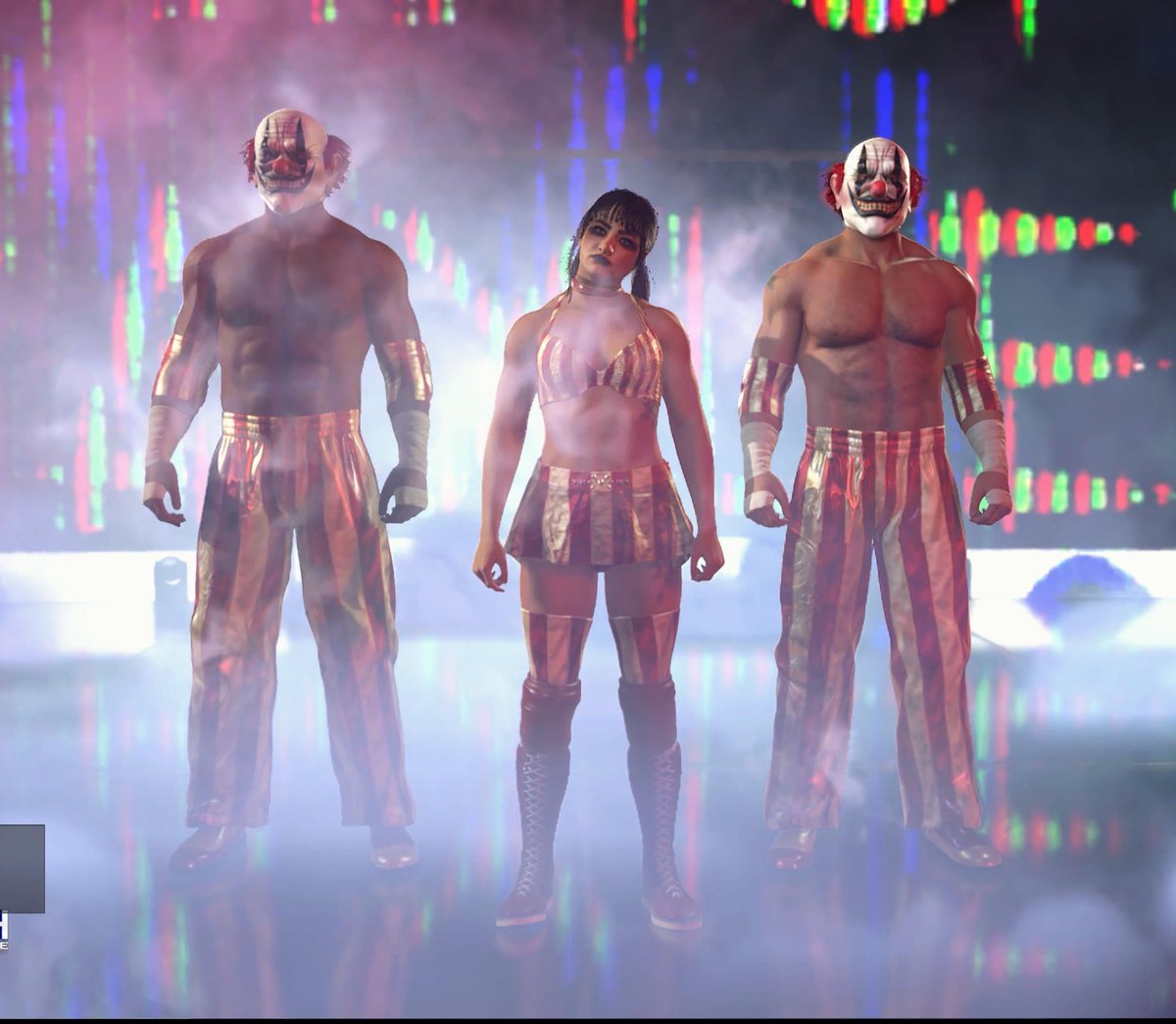 LaurseyXO's tweet photo. 🤡🤡🤡🤡 #WWE2K26 #UniverseMode #MixedTag https://t.co/9s9delrqXE
