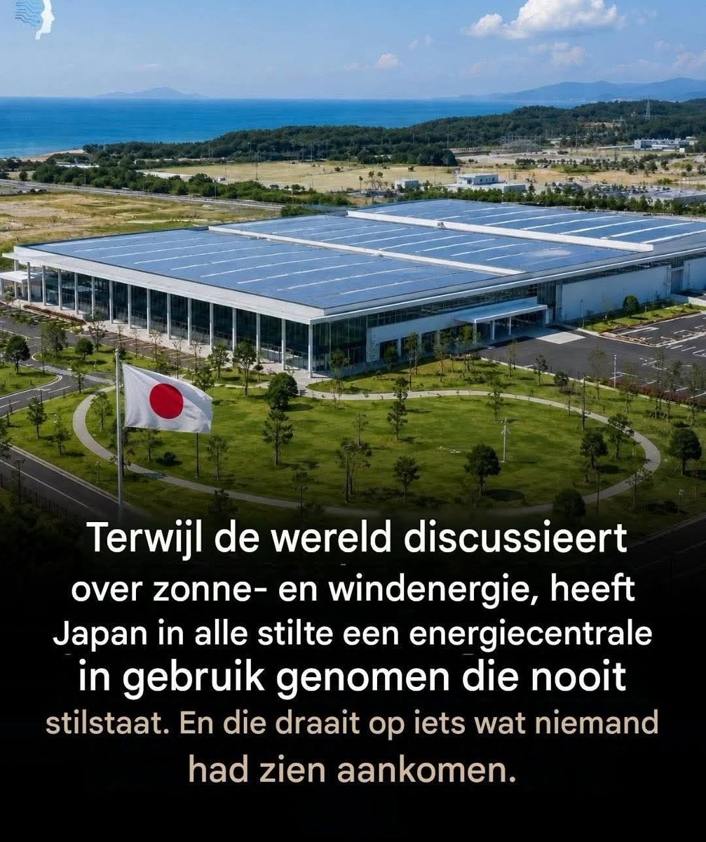 WimdenOudsten's tweet photo. ☺☺☺ Terwijl de wereld discussieert over zonne- en windenergie, heeft Japan in alle stilte een energiecentrale in gebruik genomen die nooit stilstaat. En die draait op iets wat niemand had verwacht. Geen zonnepanelen. Geen windturbines. Geen fossiele brandstoffen.

https://t.co/F7k6hv8lkP

😒 Osmotische energiecentrales bestaan ​​al in Frankrijk, met name in de regio Bouches-du-Rhône. Er is echter nog geen overheidsinvestering gedaan om daar een energiecentrale te ontwikkelen. Als dit project wel gefinancierd was, zou het de energiebehoefte van Marseille kunnen dekken.

Deze energiecentrale produceert elektriciteit door de interactie tussen zoet en zout water. Wanneer een rivier de oceaan ontmoet, ontstaat er van nature een enorm drukverschil. Miljoenen jaren lang ging deze energie verloren voor de natuur.

Japan heeft nu ontdekt hoe deze energie te benutten.

Deze technologie heet osmotische energie.

In de praktijk stroomt water door een speciaal membraan dat deze druk omzet in elektriciteit door turbines aan te drijven.

En in tegenstelling tot zonne- of windenergie werkt dit systeem 24/7.

Zelfs 's nachts. Zelfs als het regent. Zelfs als er geen wind is.

De centrale in Fukuoka produceert al bijna 880.000 kWh per jaar.

Dat is genoeg om ongeveer 290 huizen van stroom te voorzien en tegelijkertijd een ontziltingsinstallatie te laten draaien. Maar het meest ingenieuze detail zit elders.

Het systeem gebruikt zeewater van ontzilting én gerecycled afvalwater. Met andere woorden, Japan transformeert twee als nutteloos beschouwde grondstoffen... in energie. En dit is nog maar het begin.

Japanse onderzoekers werken al aan andere technologieën die CO2 kunnen omzetten in brandstof door middel van een vorm van kunstmatige fotosynthese.

De overheid streeft naar een bredere toepassing tegen 2030.
Na Fukushima is Japan al jaren op zoek naar een stabielere, lokale en onafhankelijke energiebron.

Sommige experts geloven dat deze technologie tegenwoordig overal geïnstalleerd kan worden waar een rivier de oceaan ontmoet. Misschien wel het meest opmerkelijke aan dit verhaal is dat deze energietransformatie niet met een grote aankondiging gepaard ging.

Het is al stilletjes in werking, terwijl de rest van de wereld erover blijft discussiëren.