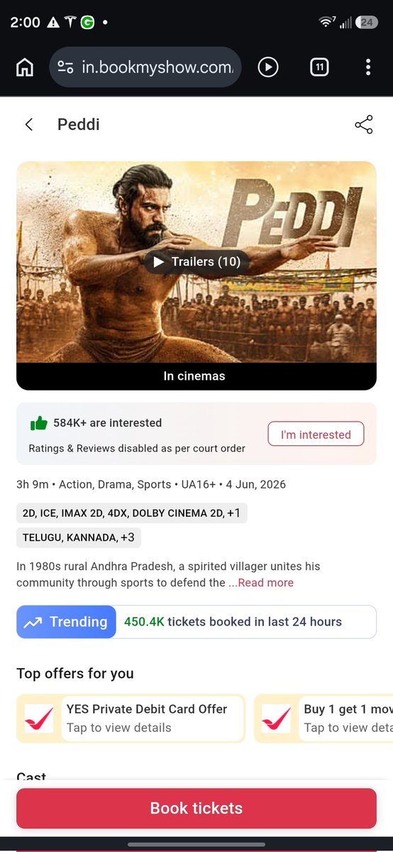 popcornpassions's tweet photo. #Peddi is going bonkers in Indian Boxoffice on Day 3, possibly only in Telugu as of now, we'll have to see if there is growth in Hindi.
This is remarkable feat in #TeluguCinema for #LeadActor not using his fists or bombs or swords to solve a problem in the film yet annihilating the boxoffice. Even #Chiranjeevi or #Rajinikanth has not done that till now.
450.4K