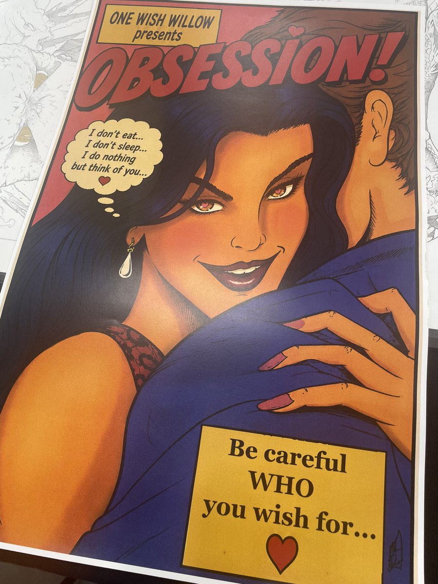 jukeboxromeo's tweet photo. OBSESSION! Print available this weekend at Indiana Comic Con! Drop by and let’s talk about this amazing film. Done in the classic Marvel Romance comic style. #comicart #obsession #art #indianacomiccon #horror https://t.co/Z2mKu408u3