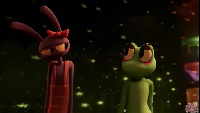 neilphen's tweet photo. // tadc spoilers
.
.
.
.
.
.
.
what i find so beautiful about jax opening up to ribbit here is she doesn’t even really come out. she never really concretely implies anything about being trans and yet ribbit just KNOWS and understands her immediately. theyre so lovers https://t.co/komBSRg1LE