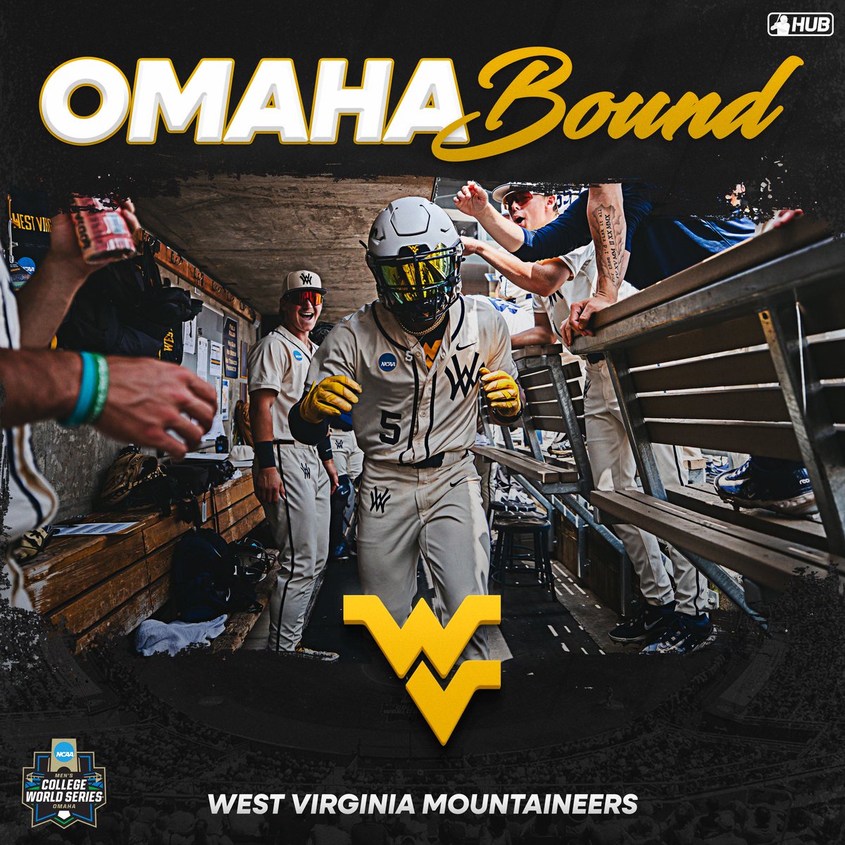 CollegeBSBHub's tweet photo. For the first time in program history, @WVUBaseball is headed to Omaha! https://t.co/o3RXH9KZu1