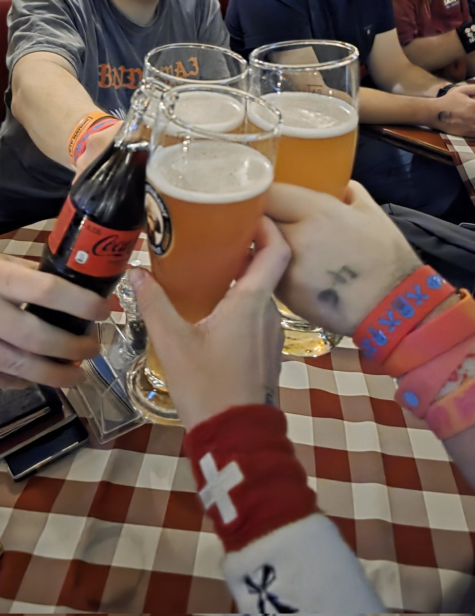 MaxxFalco's tweet photo. After so much effort, it's time to celebrate and savor the present moment with companions.
Prost! 🍻

@thomyy93 

#BandMaid #BandMaidWorldTour2026 #Munich https://t.co/jdwQzJdox8