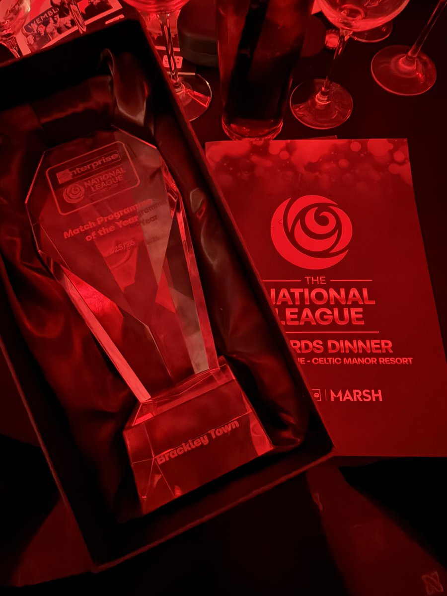 BrackleyTownFC's tweet photo. 🏆 We are delighted that Brackley Town have been awarded the National League Programme of the Year Award.

#WeAreBrackley 🔴⚪️ https://t.co/iOTlL8YDcP