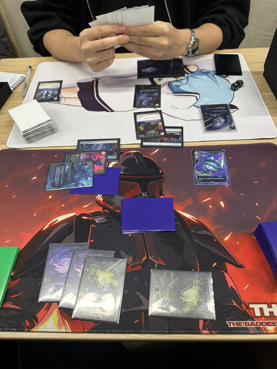BDST_Thibaud's tweet photo. Went to a 23 player Skirmish yesterday and took Vex for a spin. Gonna document here to help me be accountable and reflect. 

R1 ✅❌⌛️ Drew to time vs Diana. Both played fast but G1 took 30min. Opp was happy with our pace and so was I. Always a tough matchup. 

#riftbound https://t.co/Kci4c5Ylv9