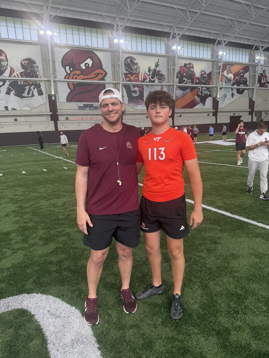 CorbinMeredith3's tweet photo. Had a phenomenal time at the Virginia Tech special teams camp thank you @CoachDShearer and @1coachshep for having me!! Cant wait to be back this fall!
@coachajcovan 
@HKA_Tanalski 
@NDBlackKnightFB https://t.co/dmTBOh08zH