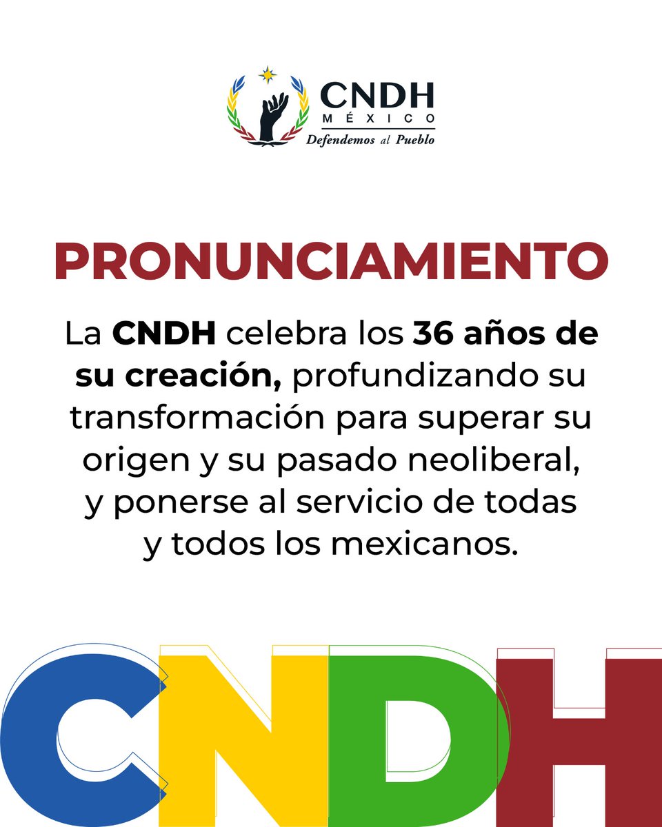 CNDH's tweet photo. La transformación de la CNDH es una realidad: más atención a las víctimas, más acciones en defensa de los derechos humanos y un compromiso permanente con la dignidad de todas y todos.

#DefendemosAlPueblo https://t.co/NSzIHm9vgy