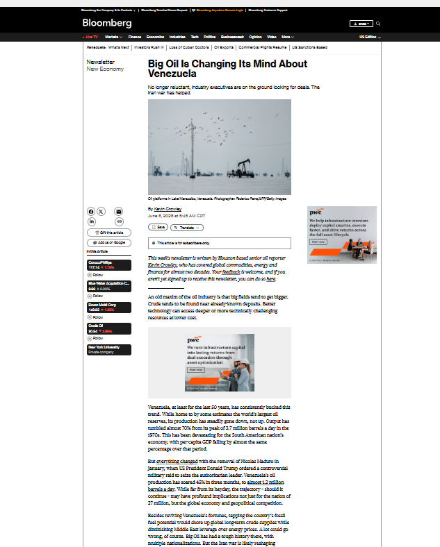 anasalhajji's tweet photo. ♻️No! Big Oil didn’t suddenly change its mind about Venezuela.

♻️Venezuela changed to what Big Oil wants — and it will keep doing so… until the next military coup.

Bloomberg: Big Oil Is Changing Its Mind About Venezuela