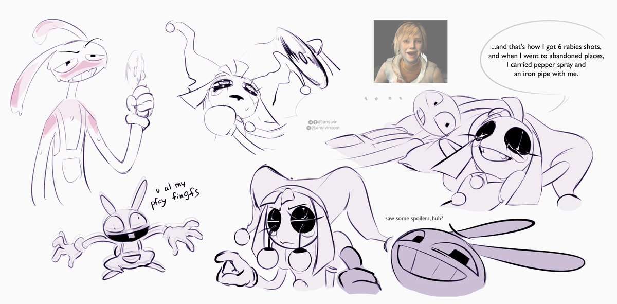 anstvincom's tweet photo. I didn't know for a long time what tasty thing to feed you with, BUT THEN I SAID FUCK IT AND JUST DREW THESE CRAZY BASTARDS XD

#TADC #TheAmazingDigitalCircus #funnybunny #jax #pomni #TADCaine https://t.co/FL1GcSUTkF