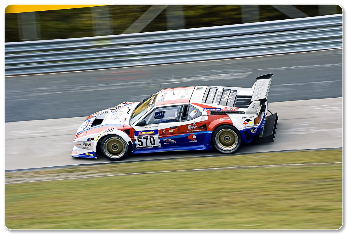 jeracerx's tweet photo. The father-son duo of Peter and Achim Heinrich took on the VLN's H4 class in 2011 and 2014 in a fairly anachronistic machine, a 1979 BMW M1. Although the class wasn't the most subscribed they would take 1 class win in 2011, and 2 in 2014, their best overall finish being 35th https://t.co/c4lUj6P2sA