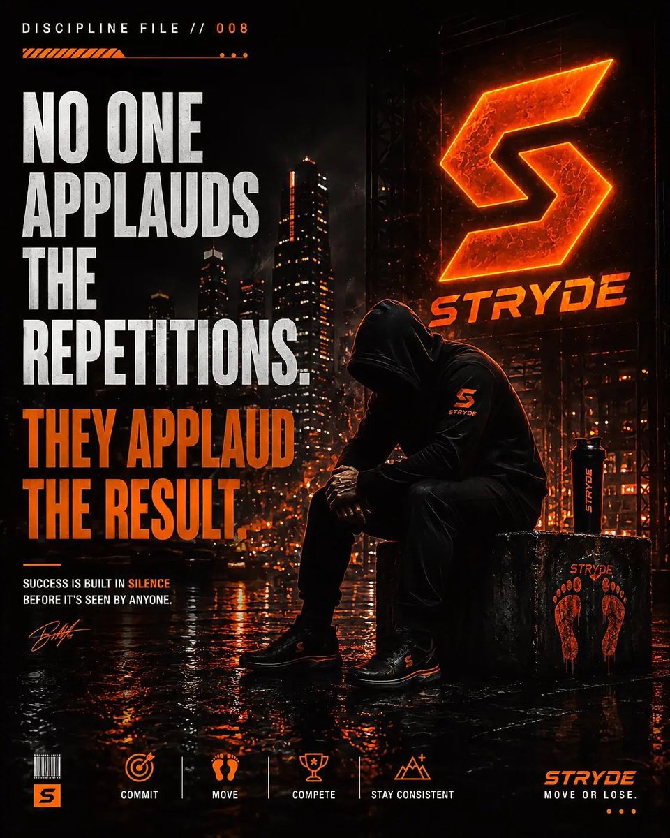 Stryde_App's tweet photo. Nobody notices the repetitions.

Nobody notices the early mornings.

Nobody notices the work.

Until they see the result.

👣🟧

Move Or Lose.

#STRYDE #Discipline #Consistency #BuildInPublic #TON #FitnessMotivation https://t.co/6c9T5nCKTg