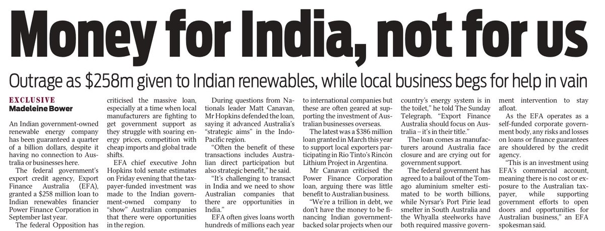 kelliekelly23's tweet photo. Good morning 🐨🐨

An Indian government-owned renewable energy company has been guaranteed a quarter of a billion dollars, despite it having no connection to Australia or businesses here.🤬🤬🤬🤬

#Auspol https://t.co/ophqrpxRIs