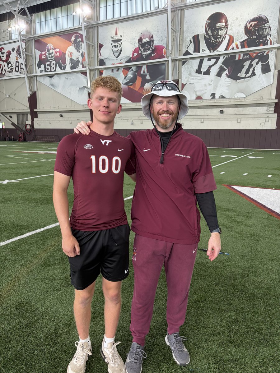 LanceDemmerle's tweet photo. Had a great time at the Virginia Tech Specialist Camp!
7/8 on the field goal charting
Thank you so much to @CoachDShearer,  @CoachWood88, and @1coachshep for letting me compete.

Clip of my 50 yard field goal: https://t.co/gNn5z4Fflx