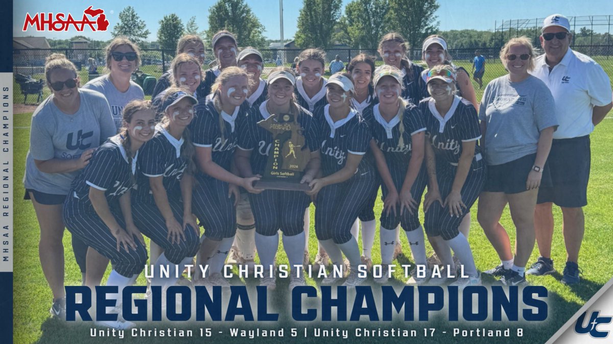 UCSaders's tweet photo. Softball picked up two wins and a regional championship today at home! Next game is the MHSAA Quarterfinal at Kalamazoo College against Stevensville Lakeshore on June 9 at 4:00 PM. https://t.co/gIQe4eKIhl
