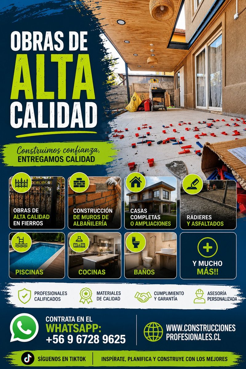 Rodrigoenglish's tweet photo. OBRAS DE ALTA CALIDAD EN FIERROS, CONSTRUCCIÓN DE MUROS DE ALBAÑILERÍA Y CASAS COMPLETAS O, AMPLIACIONES, RADIERES Y ASFALTADOS,  PISCINAS, COCINAS, BAÑOS Y MUCHO MÁS!!

VISITA: https://t.co/csONFtsV6s
.
WHATSAPP: https://t.co/nw07OKwY9u
.
#techos #pisos #paredes #santiago #chile https://t.co/hdFcGXxCEk