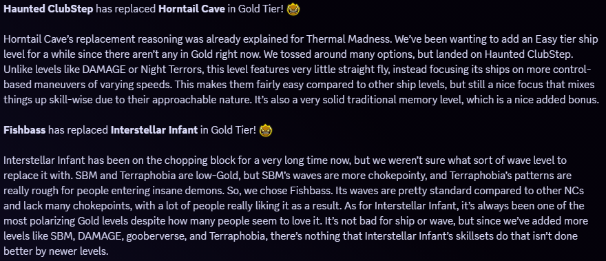 GDDPOfficial's tweet photo. The Gold Tier

Haunted ClubStep has replaced Horntail Cave in Gold Tier!
Fishbass has replaced Interstellar Infant in Gold Tier!
Bit Byte has replaced EXG in Gold Tier!
Hyperion has replaced IMOISTAR in Gold Tier! https://t.co/b79PqeME32