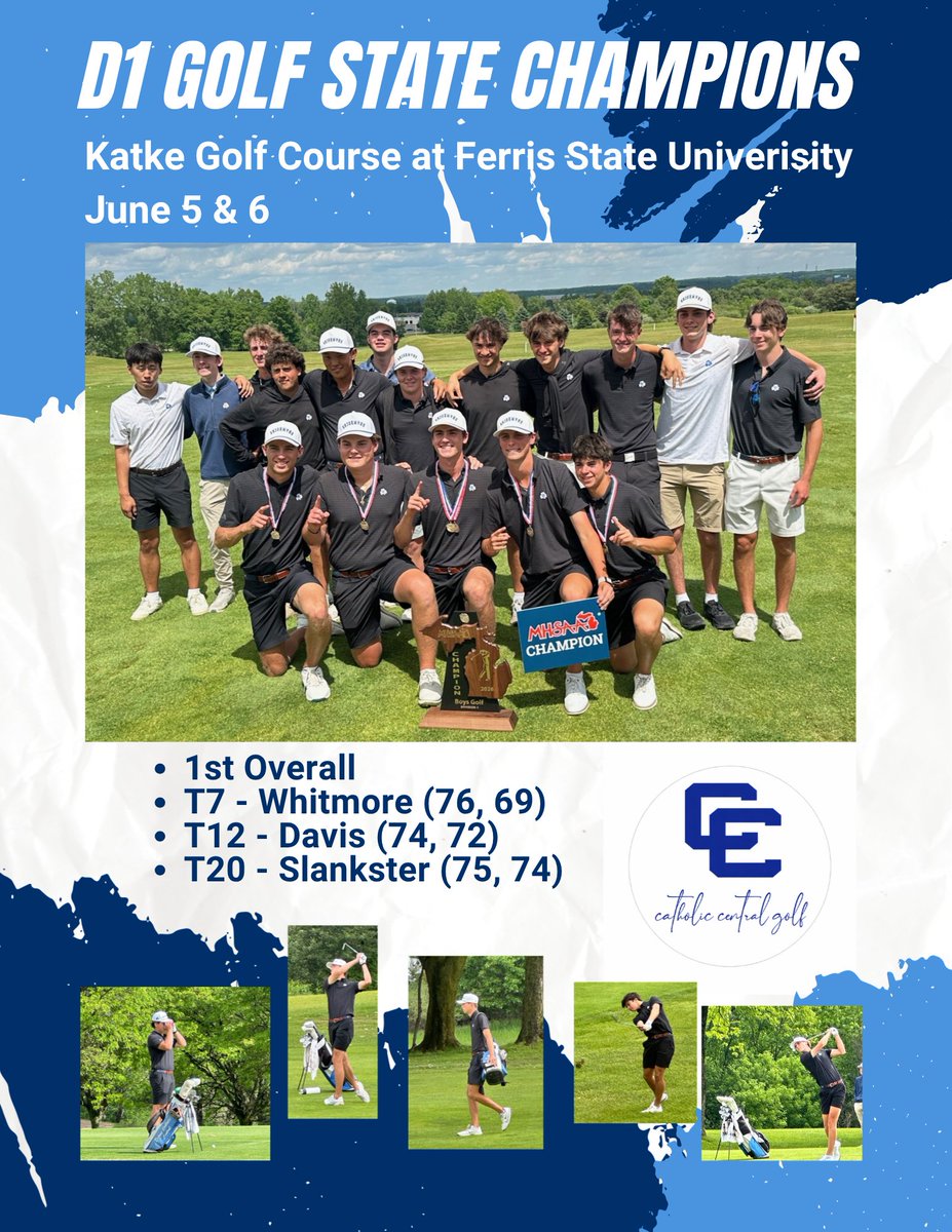 detccgolf's tweet photo. 🏆 STATE CHAMPIONS! 🏆
The boys delivered when it mattered most and captured the D1 State Championship. Down 9 entering today and came back to win by 2. Congratulations to the players and coaches!
⛳#CCGolf 🏌️‍♂️#MHSAA 🔥 #StateChampions 🎉 https://t.co/BgmUidjIcn