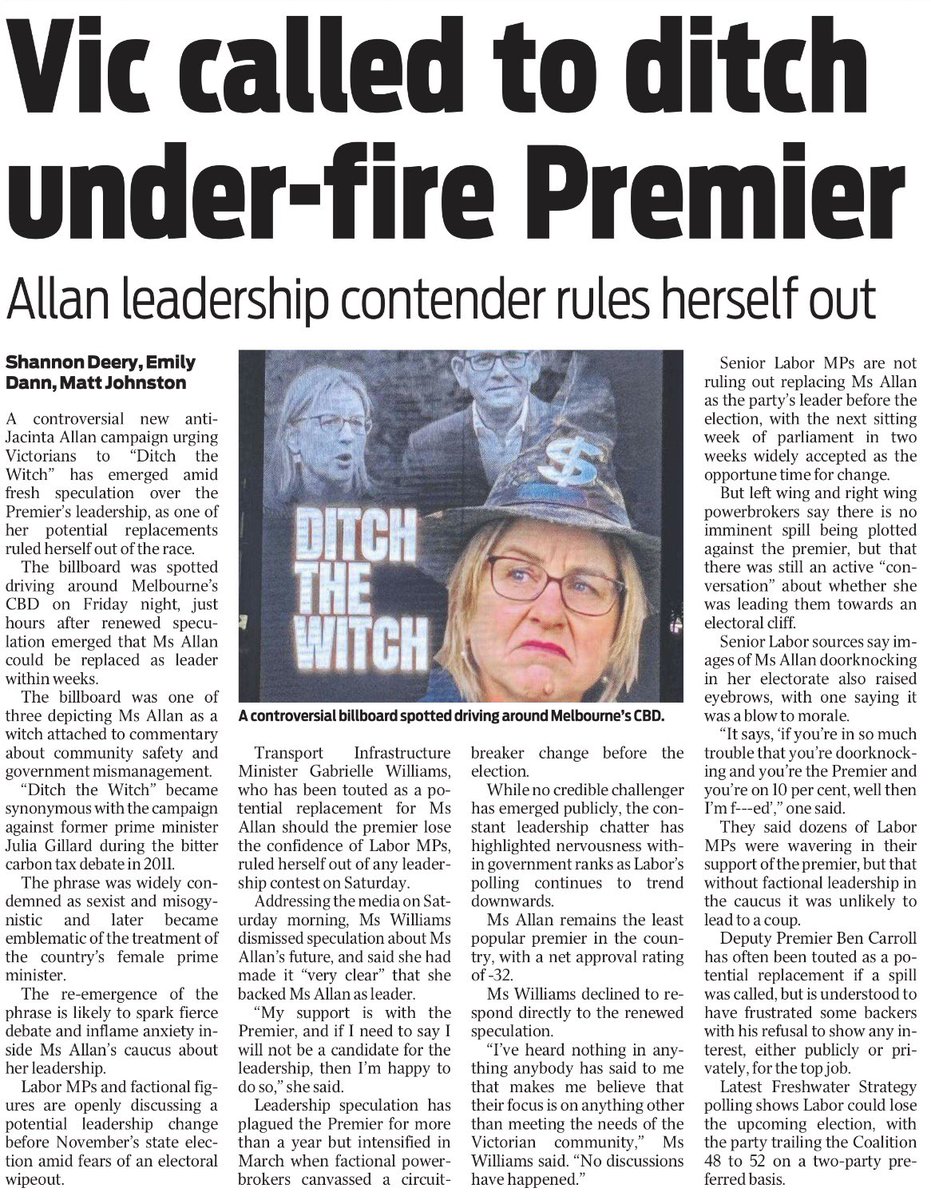 LT_Aust's tweet photo. The Screws Are Starting To Tighten On The Dan Andrews Jacinta Fill In

All the corrupt VIC Labor Rats cans sense their time of crime will soon come to an end.

Ditching their ‘Witch’ won’t save them, the people of Victoria want answers to our missing $15 to $30 Billion & they’re all in on it.

Labor screwed us.

#SpringSt #DitchTheWitch #Dishonourable #BendigoBarbie is #LaborTrash #Auspol