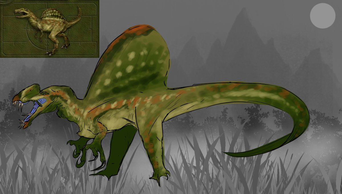 MisticSpino's tweet photo. was inspired by @kyrazhuravel  carnivores t rex design so I did a lil design for the spino

this came out a lot better then I was expecting for smth id did while feeling burnt out lol

#spinosaurus 
#dinosaurs https://t.co/ZaAysroin5
