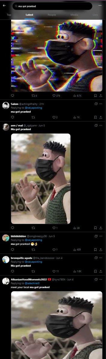 dotmoxbt's tweet photo. This new niche meme is getting spammed all over instagram and x 

Its a picture of wallace with a low taper fade and a mask 

Ppl are using the caption ma got pranked with it since thats the original post that blew it up 
https://t.co/tE1AshuZnM

Idk why niggas made a coin and called it yelnats that has nothing to do with it 😭😭