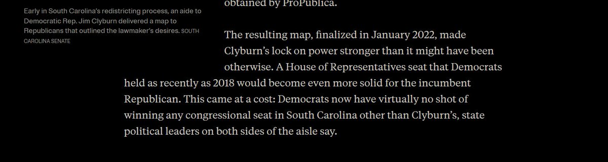 RadDadRedemtn's tweet photo. @mike314519 @QueenMab87 @Ally_Sammarco As opposed to the single Black representative South Carolina had due to Jim Clyburn (Congressional Black Caucus btw) working with Republicans to ensure no either district in the state would even sniff a Democratic nominee in the general. https://t.co/UNVbyaHFes