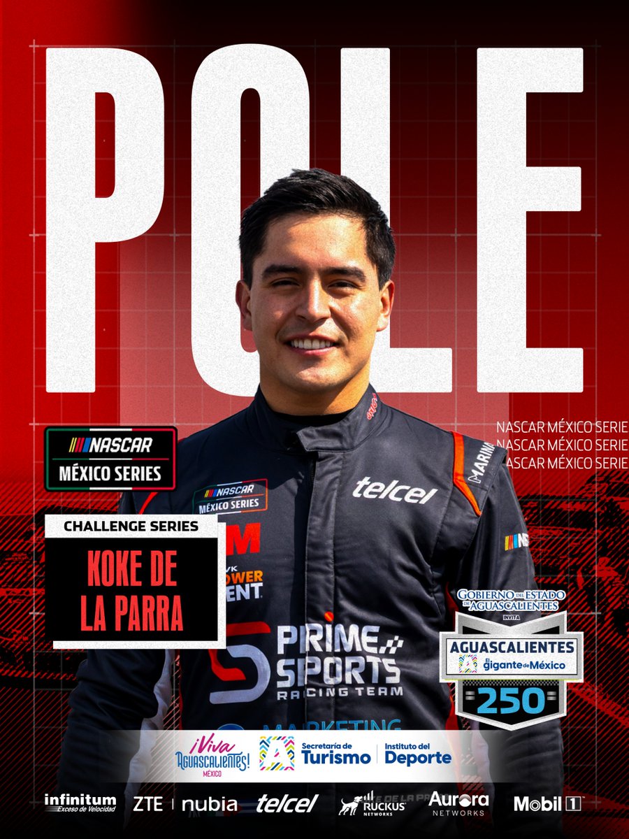 NASCARMex's tweet photo. En la categoría Challenge Series, Koke De la Parra se lleva la "Pole" para la "Aguascalientes El Gigante De México 250"☝️

#NASCAR #NASCARMéxico #NASCARMx #NASCARAgs #ElGiganteDeMéxico250 https://t.co/YZdu2GaBh2